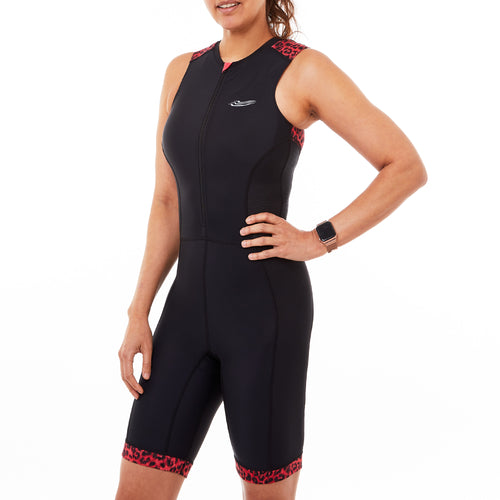 Red Leopard Trisuit with/ without Support
