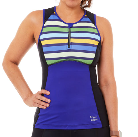 Sassy Triathlon Top with Support Bra, Glitched Floral - S