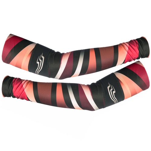 Ladies Cycling Armwarmers in Print Red/ Pink