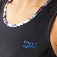 Funky Triathlon Top with Support Bra, Water Drops - XL