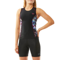 Sassy & Champion Triathlon Top and Shorts Set in Glitched Floral - S