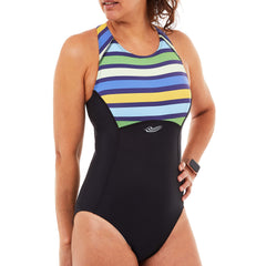 Swell Swimsuit with Support Bra in Block Stripe