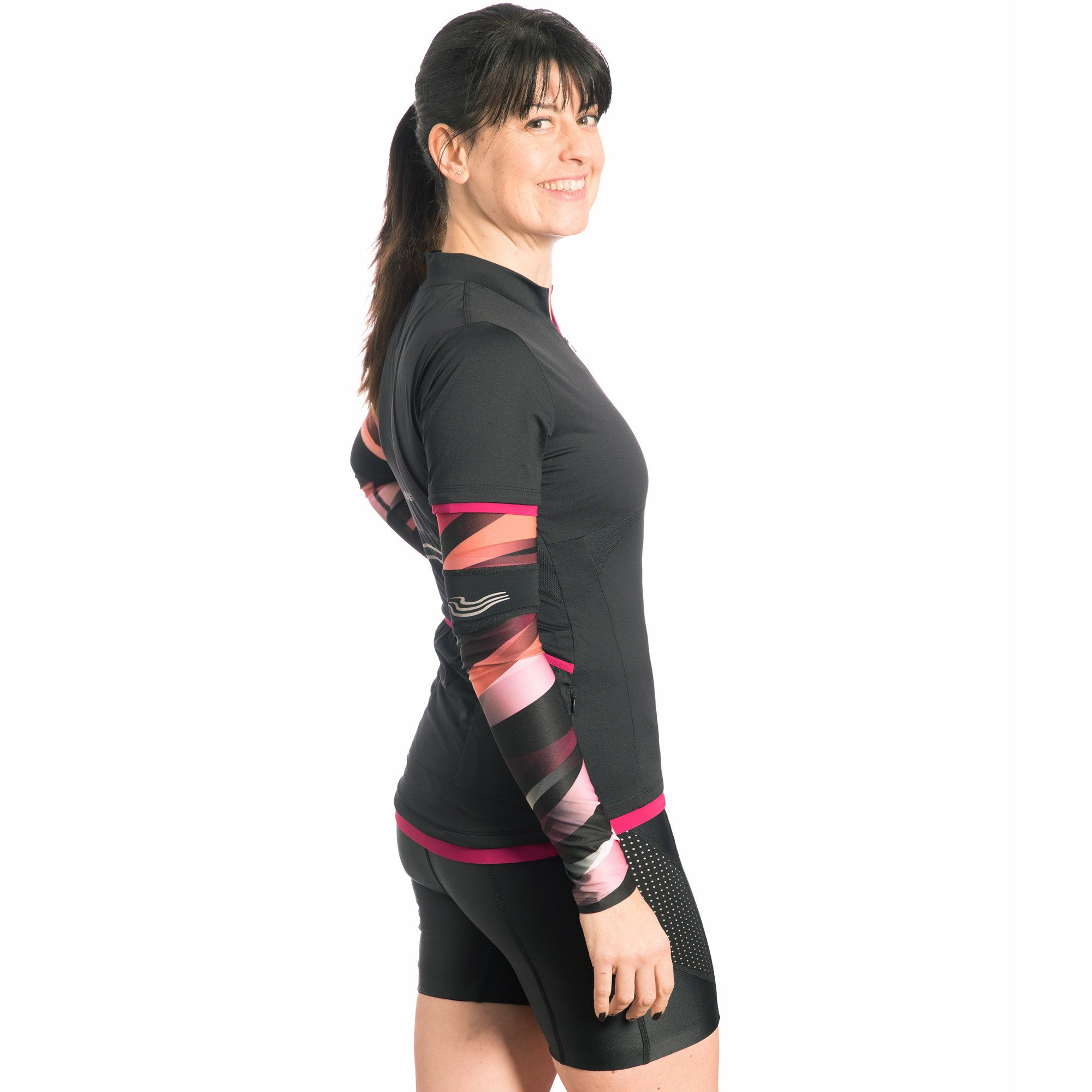 Cosy Ladies Cycling Arm Warmers in Print Red/ Pink