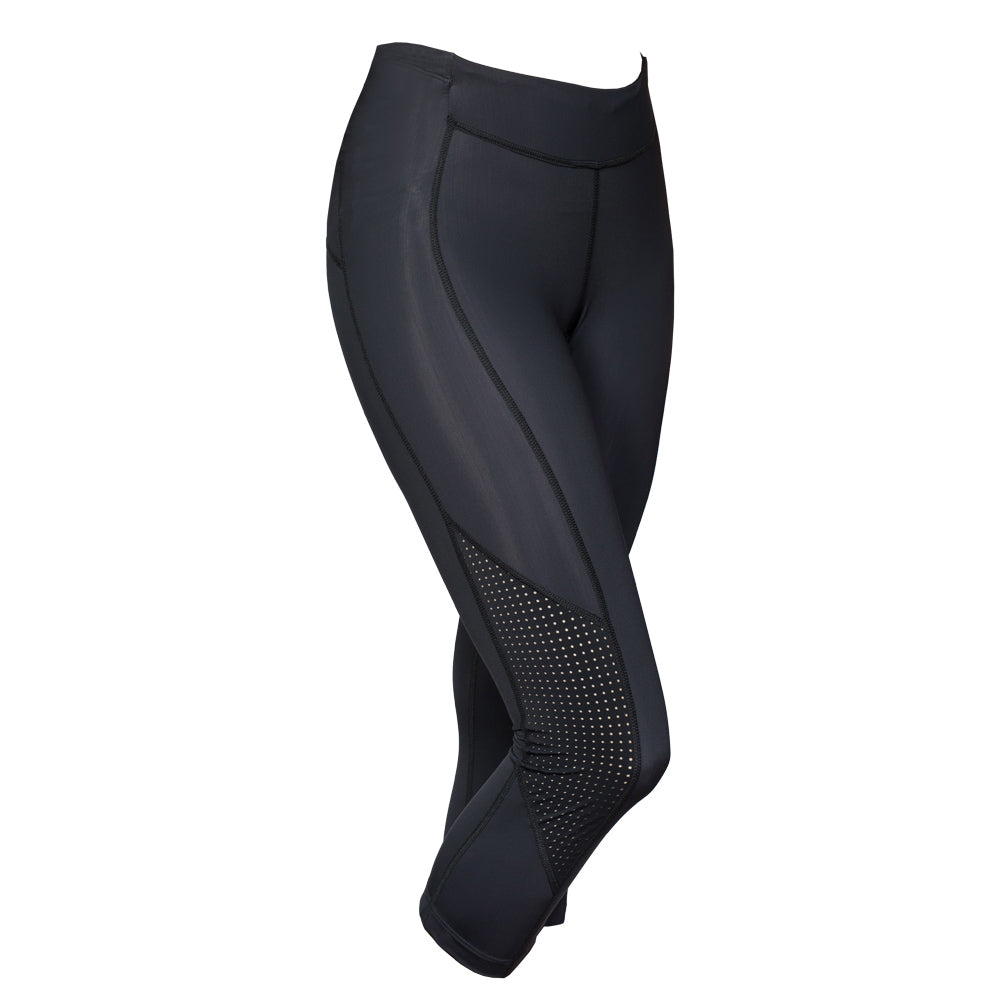 Capri Back Mesh Panel Legging Clothing in Black - Get great deals