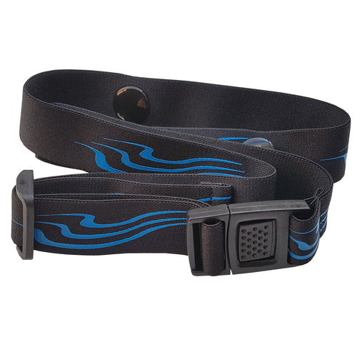 Triathlon Number Belt in Black/ Blue with popper fastening