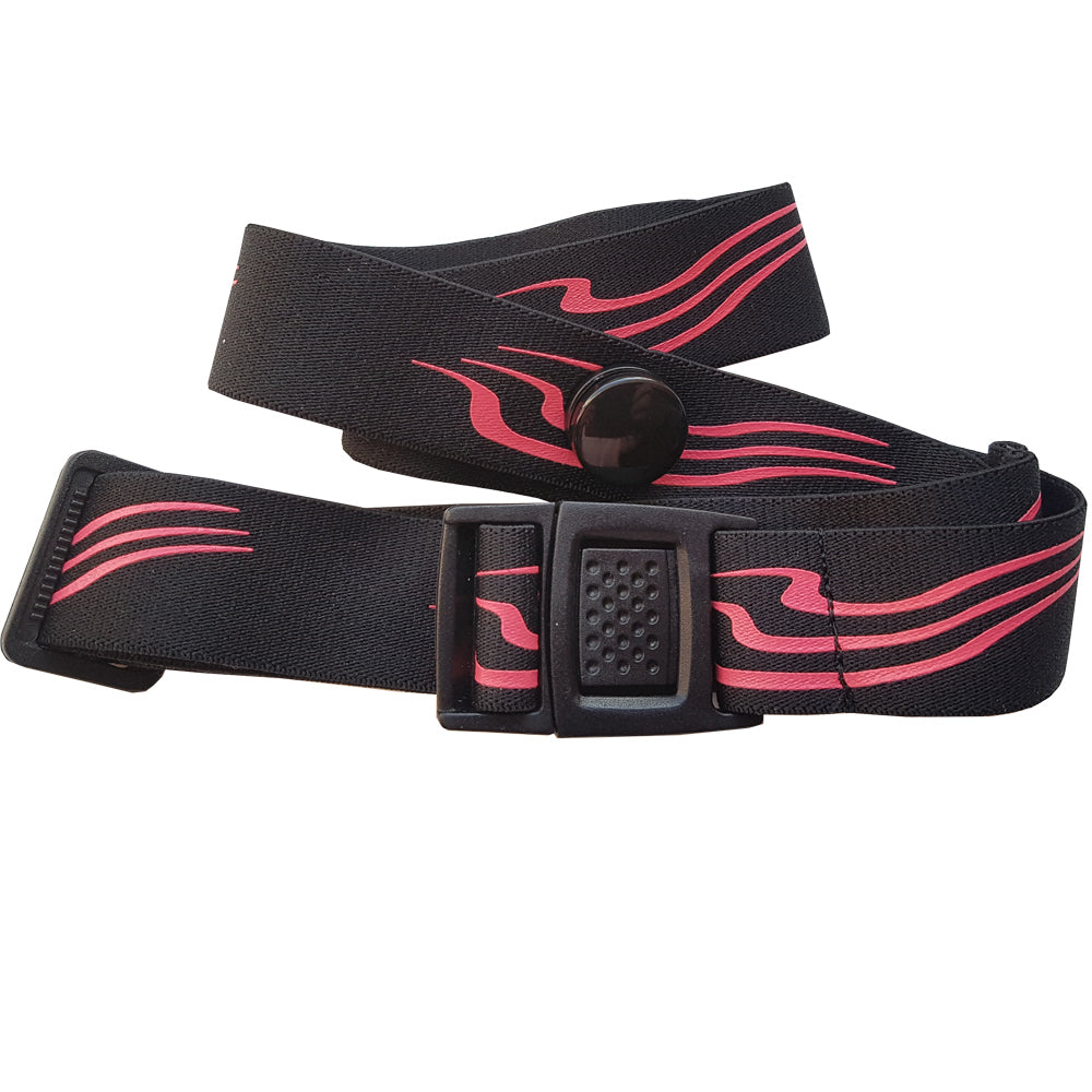 Elastic Triathlon Number Belt in Black/ Red with Lightweight Buckle