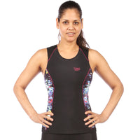 Sassy Triathlon Top with Support Bra, Glitched Floral - S