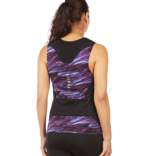 Sassy Triathlon Top with Support Bra, Purple Galaxy